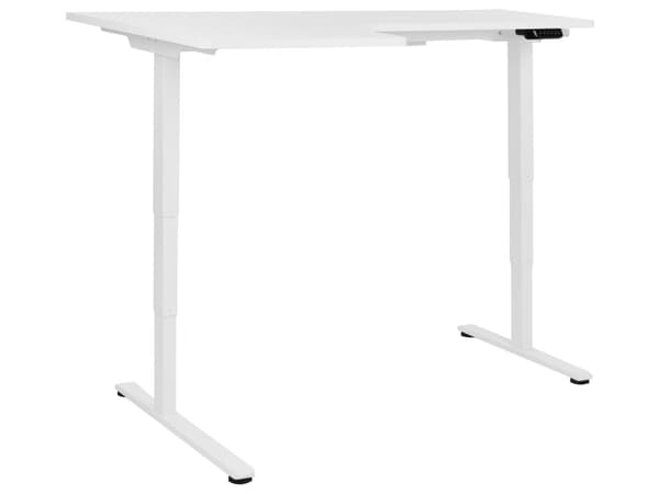 Elektrisk Justerbart Venstre Skrivebord Hvit Bordplate Hvit Stålramme 160 x 59 cm Sitt og Stå L-formet Moderne Design