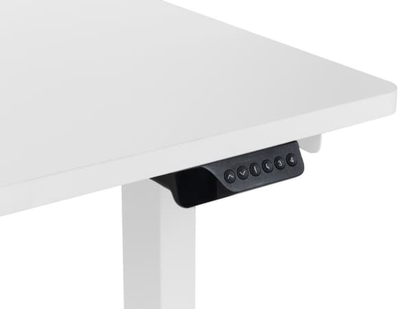 Elektrisk Justerbart Venstre Skrivebord Hvit Bordplate Hvit Stålramme 160 x 59 cm Sitt og Stå L-formet Moderne Design