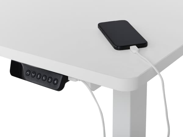 Elektrisk Justerbart Venstre Skrivebord Hvit Bordplate Hvit Stålramme 160 x 59 cm Sitt og Stå L-formet Moderne Design