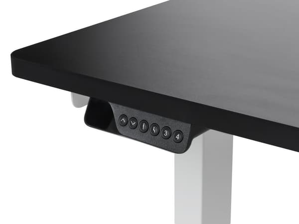 Elektrisk Justerbart Høyre Skrivebord Svart Bordplate Hvit Stålramme 160 x 59 cm Sitt og Stå L-formet Moderne Design