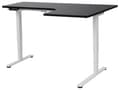 Miniatyrbilde 1 av 11: Elektrisk Justerbart Høyre Skrivebord Svart Bordplate Hvit Stålramme 160 x 59 cm Sitt og Stå L-formet Moderne Design
