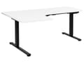 Miniatyrbilde 6 av 11: Elektrisk Justerbart Venstre Skrivebord Hvit Bordplate Svart Stålramme 160 x 59 cm Sitt og Stå L-formet Moderne Design