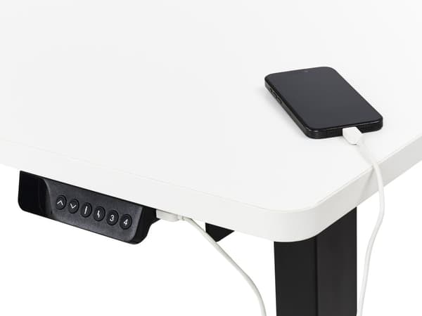 Elektrisk Justerbart Venstre Skrivebord Hvit Bordplate Svart Stålramme 160 x 59 cm Sitt og Stå L-formet Moderne Design