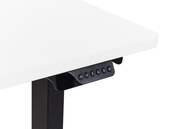 Elektrisk Justerbart Venstre Skrivebord Hvit Bordplate Svart Stålramme 160 x 59 cm Sitt og Stå L-formet Moderne Design