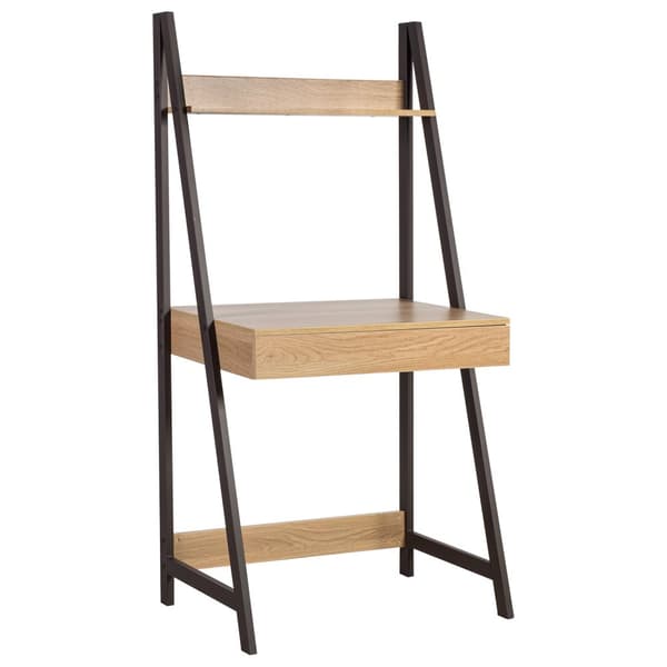 Työpöytä STEP 74x48xK146.5cm, teräsrunko, malaniinikansi, 1 laatikko ja hylly, tummanruskea/beige