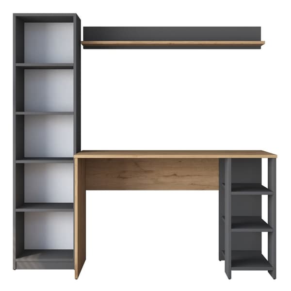 Chic Home Hannika työpöytä hyllyköllä 45x160xK162 cm, antrasiitti/beige