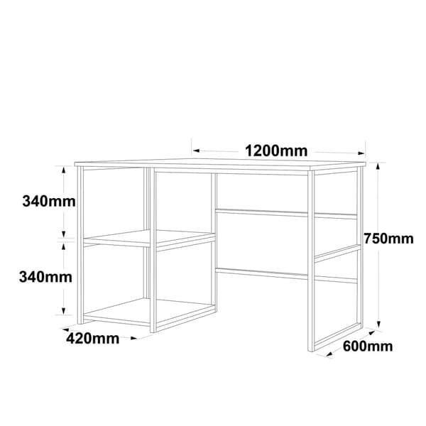 Chic Home Vivika työpöytä säilytystilalla 60x120xK75 cm, valkomarmori/kulta