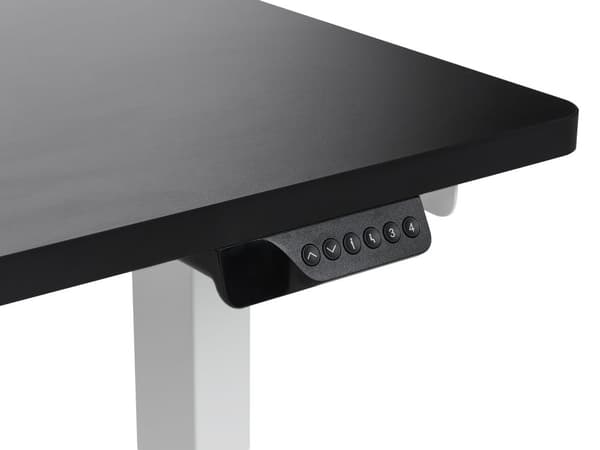 Elektriskt Höj- och Sänkbart Vänster Hörnskrivbord Svart Bordsskiva Vit Stålram 160 x 59 cm Sitta och Stå L-Formad Modern Design