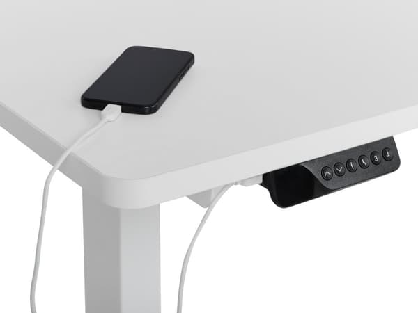 Elektriskt Höj- och Sänkbart Höger Hörnskrivbord Vit Bordsskiva Vit Stålram 160 x 59 cm Sitta och Stå L-Formad Modern Design