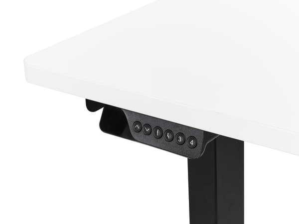 Elektriskt Höj- och Sänkbart Höger Hörnskrivbord Vit Bordsskiva Svart Stålram 160 x 59 cm Sitta och Stå L-Formad Modern Design