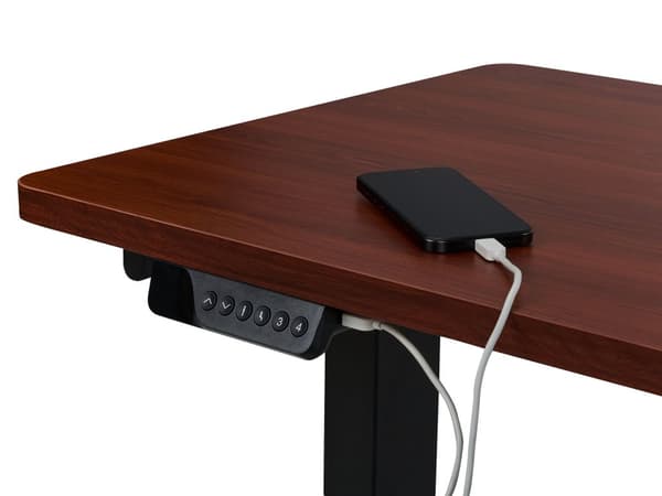 Elektriskt Höj- och Sänkbart Höger Hörnskrivbord Mörkt Trä Bordsskiva Svart Stålram 160 x 59 cm Sitta och Stå L-Formad Modern Design