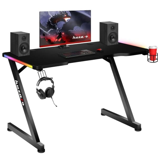 Skrivbord Huzaro HZ-Hero 2.5 RGB Svart Aluminium Stål 120 x 60 cm Svart