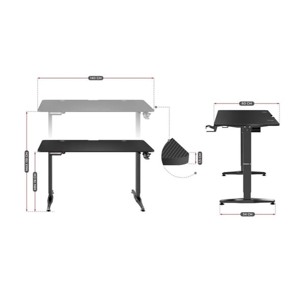 Skrivebord Huzaro HZ-Hero 8.5 Sort 140 x 60 cm