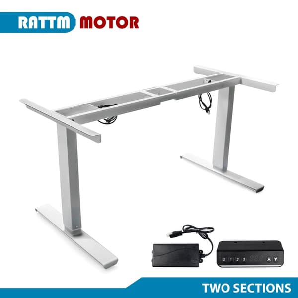 Justerbart Skrivebordsstel, Dobbelt Motor System, Op til 150KGS Belastningskapacitet,Sort Tre Afsnit