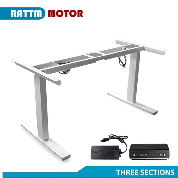 Justerbart Skrivebordsstel, Dobbelt Motor System, Op til 150KGS Belastningskapacitet,Sort Tre Afsnit