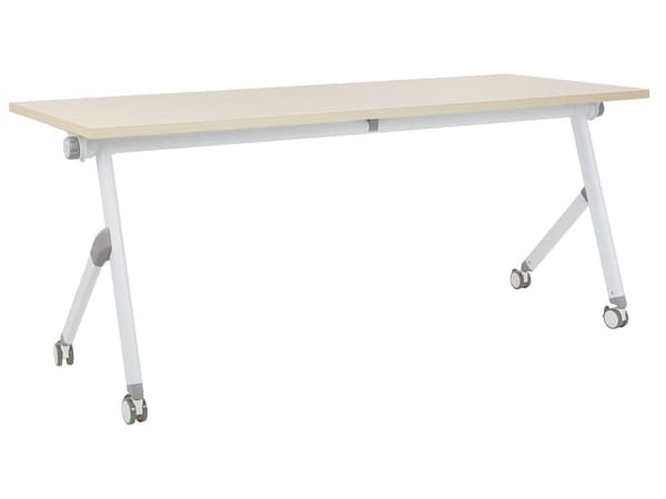 Kontorsbord Svart Ljust trä Metallram MFC Bordsskiva 180 x 60 cm Fällbart Portabelt Mobilt Skrivbord med Hjul Modern Design Kontor Arbetsrum