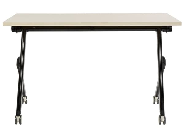 Kontorsbord Svart Metallram Ljust Trä MFC Bordsskiva 120 x 60 cm Fällbart Portabelt Mobilt Skrivbord med Hjul Modern Design Kontor Arbetsrum
