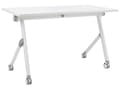 Miniatyrbilde 1 av 9: Sammenleggbart Skrivebord Hvit Metallramme MFC Bordplate 120 x 60 cm Sammenleggbart Mobilt Bord med Hjul Moderne Design