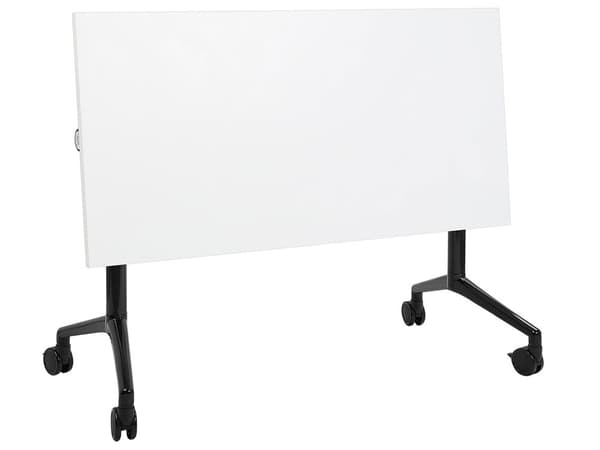 Sammenleggbart Skrivebord med Hvit og Svart Metallramme MFC Bordplate 120 x 60 cm Sammenleggbart Mobilt Bord med Hjul Moderne Design