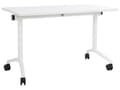 Miniatyrbilde 1 av 8: Sammenleggbart Skrivebord Hvit Metallramme MFC Bordplate 120 x 60 cm Sammenleggbart Mobilt Bord med Hjul Moderne Design
