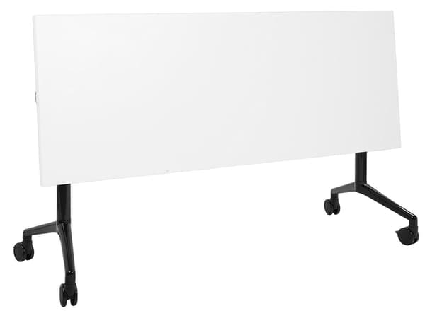 Sammenleggbart Skrivebord med Hvit og Svart Metallramme MFC Bordplate 160 x 60 cm Sammenleggbart Mobilt Bord med Hjul Moderne Design