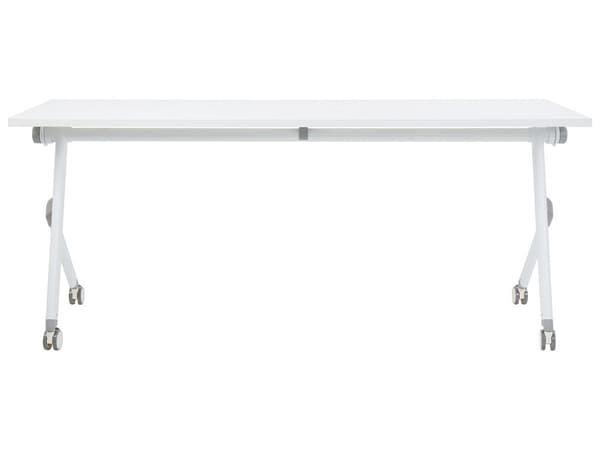 Sammenleggbart Skrivebord Hvit Metallramme MFC Bordplate 180 x 60 cm Sammenleggbart Mobilt Bord med Hjul Moderne Design
