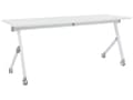 Miniatyrbilde 1 av 8: Sammenleggbart Skrivebord Hvit Metallramme MFC Bordplate 180 x 60 cm Sammenleggbart Mobilt Bord med Hjul Moderne Design