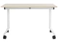 Miniatyrbilde 4 av 7: Sammenleggbart Skrivebord i Lyst Tre og Hvit Metallramme MFC Bordplate 120 x 60 cm Sammenleggbart Mobilt Bord med Hjul Moderne Design