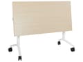 Miniatyrbilde 5 av 7: Sammenleggbart Skrivebord i Lyst Tre og Hvit Metallramme MFC Bordplate 120 x 60 cm Sammenleggbart Mobilt Bord med Hjul Moderne Design