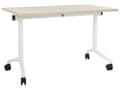 Miniatyrbilde 1 av 7: Sammenleggbart Skrivebord i Lyst Tre og Hvit Metallramme MFC Bordplate 120 x 60 cm Sammenleggbart Mobilt Bord med Hjul Moderne Design