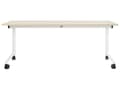 Miniatyrbilde 4 av 7: Sammenleggbart Skrivebord i Lyst Tre og Hvit Metallramme MFC Bordplate 180 x 60 cm Sammenleggbart Mobilt Bord med Hjul Moderne Design