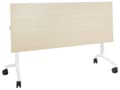 Miniatyrbilde 5 av 7: Sammenleggbart Skrivebord i Lyst Tre og Hvit Metallramme MFC Bordplate 160 x 60 cm Sammenleggbart Mobilt Bord med Hjul Moderne Design