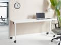 Miniatyrbilde 2 av 8: Sammenleggbart Skrivebord Hvit Metallramme MFC Bordplate 180 x 60 cm Sammenleggbart Mobilt Bord med Hjul Moderne Design