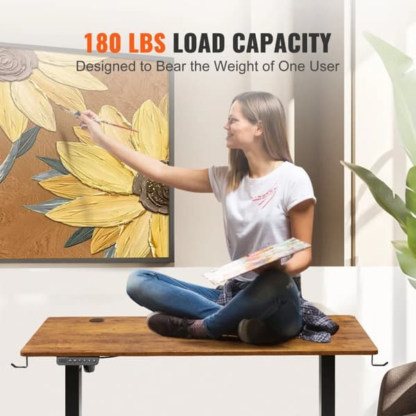 180 lbs lastkapacitet 55,1" x 27,6" elektriskt stående skrivbord med barnlåsskydd, 28,3" - 45,1" justerbar höjd, anti-kollisionsdesign