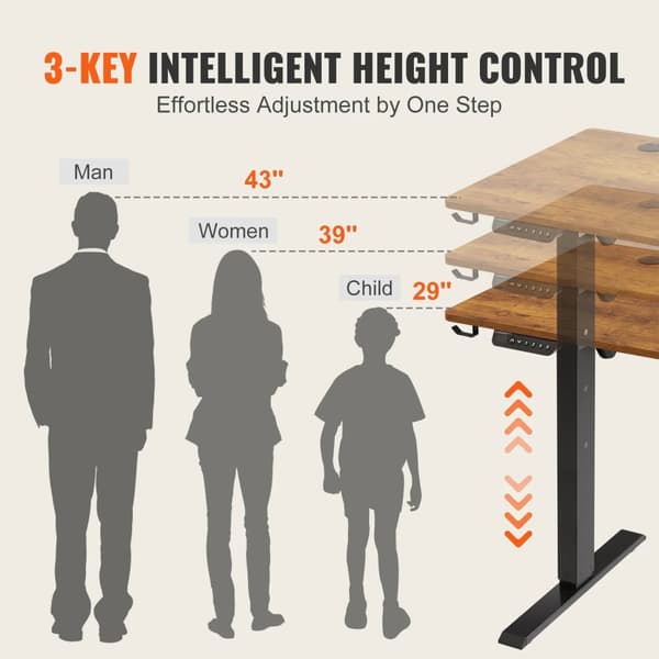 180 lbs lastkapacitet 55,1" x 27,6" elektriskt stående skrivbord med barnlåsskydd, 28,3" - 45,1" justerbar höjd, anti-kollisionsdesign