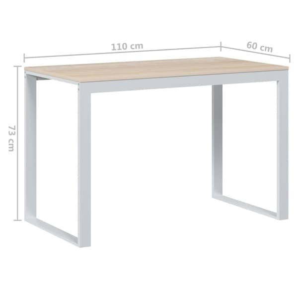 Tietokonepöytä valkoinen ja tammi 110x60x73 cm lastulevy