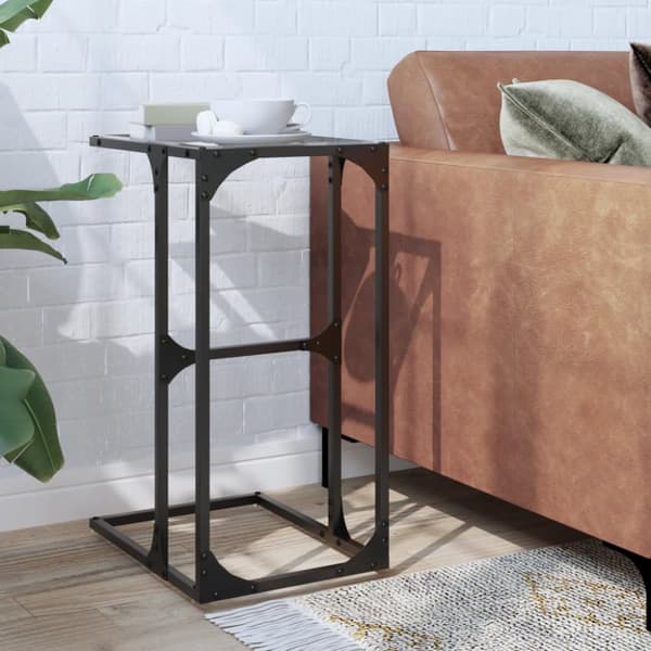 sidebord med transparent glastop 40x30x61,5 cm stål