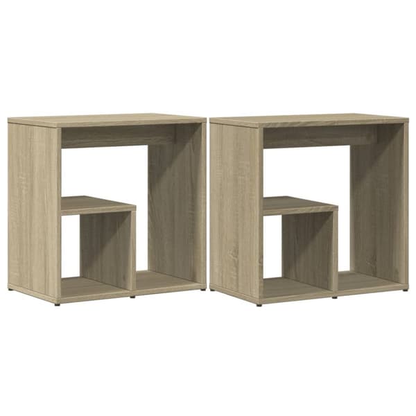 sidebord 2 stk. 50x30x50 cm konstrueret træ sonoma-eg