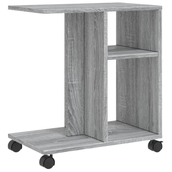 sidebord med hjul 50x30x55 cm konstrueret træ grå sonoma-eg