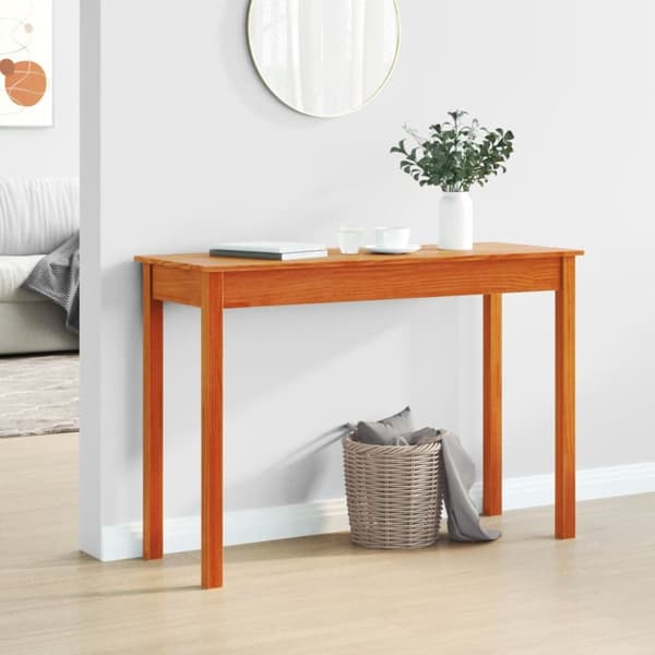konsolbord 110x40x75 cm massivt fyrretræ gyldenbrun