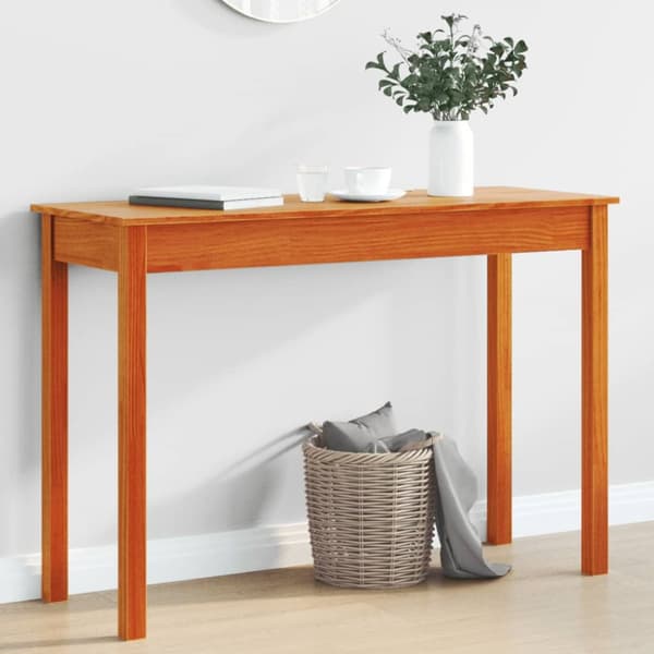 konsolbord 110x40x75 cm massivt fyrretræ gyldenbrun