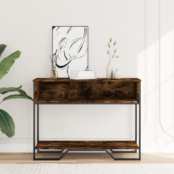 konsolbord 100x35x74,5 cm konstrueret træ røget egetræsfarve