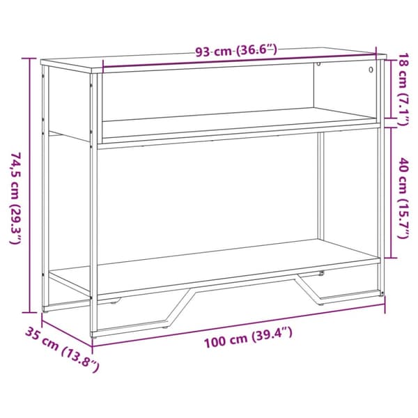 konsolbord 100x35x74,5 cm konstrueret træ røget egetræsfarve