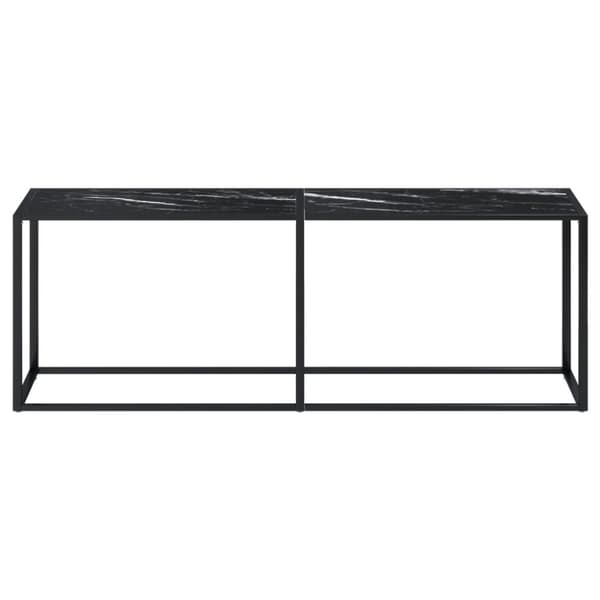 konsolbord 220x35x75,5 cm hærdet glas sort marmor
