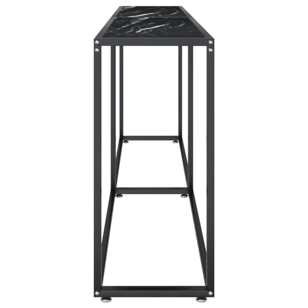 konsolbord 220x35x75,5 cm hærdet glas sort marmor