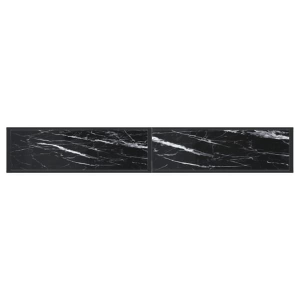 konsolbord 220x35x75,5 cm hærdet glas sort marmor