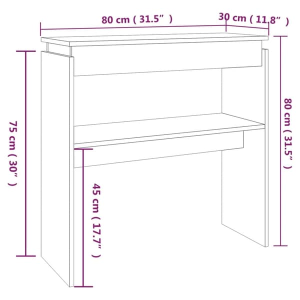 Konsolipöytä ruskea tammi 80x30x80 cm tekninen puu