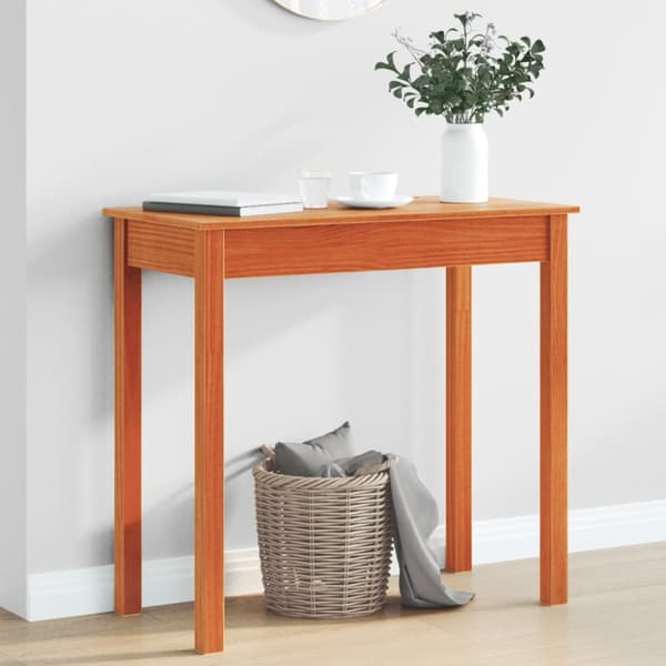 konsolbord 80x40x75 cm massivt fyrretræ gyldenbrun
