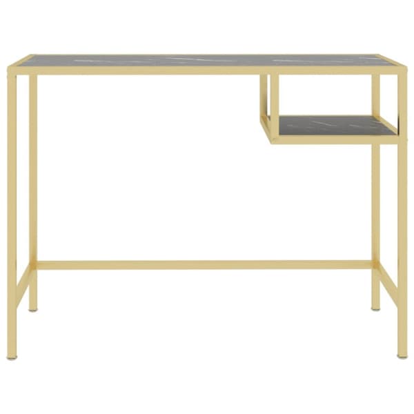 computerbord 100x36x74 cm hærdet glas sort marmor