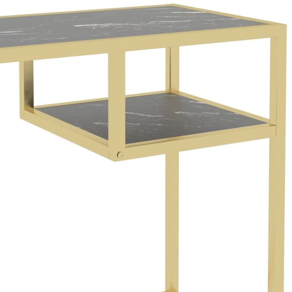 computerbord 100x36x74 cm hærdet glas sort marmor